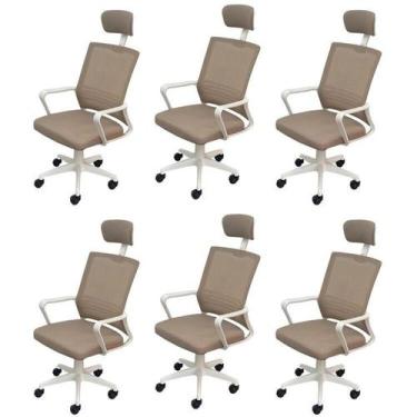 Imagem de Kit 6 Cadeiras Escritório Presidente Tela Mesh Lyon - Espresso Móveis