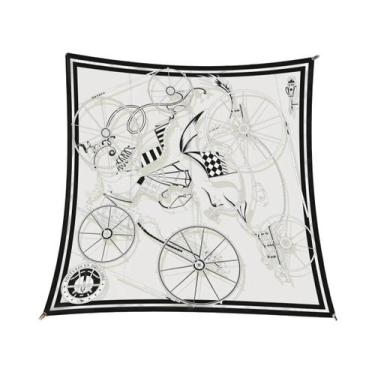 Imagem de Lenço De Seda Feminino 90x90cm, Bandana Quadrada De Moda, Xale, Hijab,