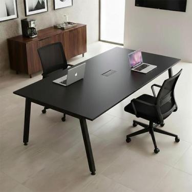 Imagem de Mesa Reunião Corporativa 6 Lugares 210cm x 120cm com Caixa de Tomadas 