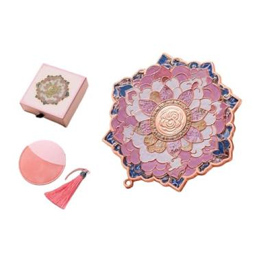 Imagem de Espelho de estilo chinês HD requintado 3D flor maquiagem espelho Dunhuang ferramenta de maquiagem vintage (flor ouro rosa D)