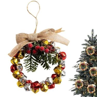 Imagem de Guirlanda de Natal com sinos, decoração sazonal realista com laços de pinhas | Guirlanda de festival artificial - para ambientes internos e externos, parede, , janela, lareira, cozinha, casa
