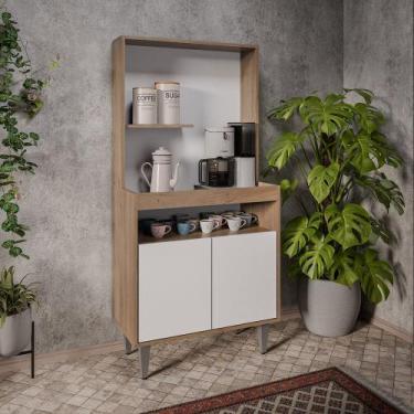 Imagem de Armário 2 Portas Cantinho do Café Rilary para Cozinha Freijó/Branco M1