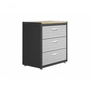 Imagem de Balcão Multiúso Titanium Itatiaia - 3 Gavetas Preto Com Cinza