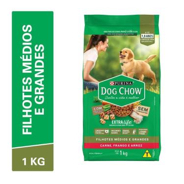 Imagem de Ração NESTLÉ PURINA DOG CHOW EXTRALIFE Filhotes Médios e Grandes Carne, Frango e Arroz 1kg