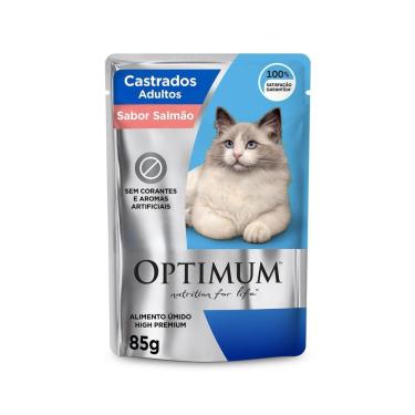 Imagem de Ração Úmida Optimum Sachê para Gatos Adultos Castrados Sabor Salmão 85g