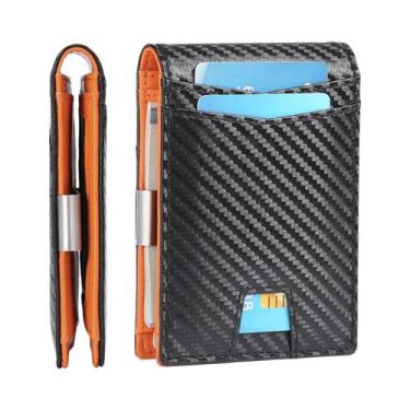 Imagem de Carteira Masculina Ultrafina De Fibra De Carbono Com Bloqueio RFID, Cl