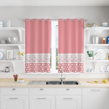 Imagem de Cortina Para Cozinha Em Tecido Confeitaria Poá Rosa 130x240cm - Core D