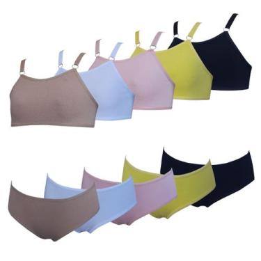 Imagem de Kit 5 Conjunto Infantil Calcinha e Sutiã Menina Algodão - OPTE, GG, Va