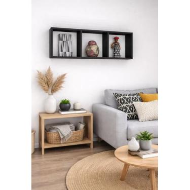 Imagem de Nicho Organizador Com Divisória 60x18x20 Mdf 15mm Preto - B&D Arte e D