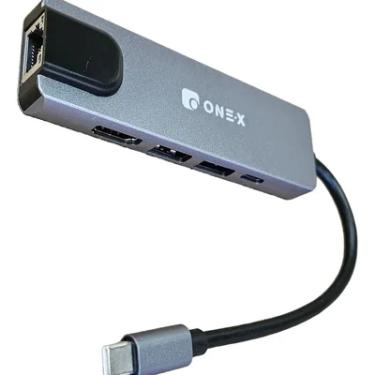Imagem de Adaptador Tipo C 5 Em 1 Lan 150mb Rj45 Usb 3.0 4k HDMI Onex