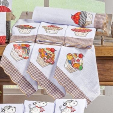 Imagem de Jogo Semaninha De Panos De Prato Bordados 07 Peças 100% Algodão - Cupcake