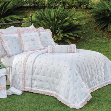 Imagem de Kit Cobre Leito Rivieri Casal Queen 5 Peças Percal 400 Fios 100% Algodão - Branco