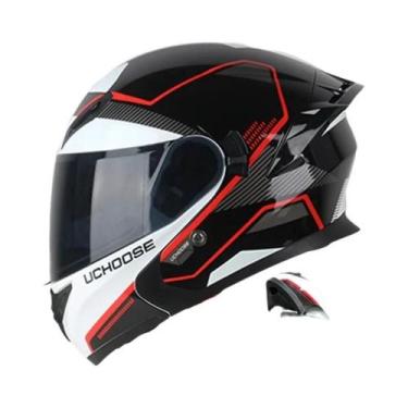 Imagem de Capacete De Moto Unissex Uchoose DOT Modular Com Visor Duplo Protetor 