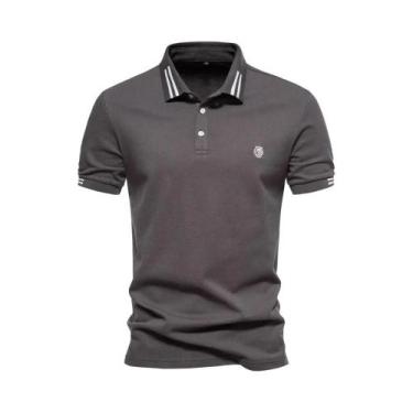 Imagem de Camisas Polo Masculinas 100% Algodão De Manga Curta, Roupas Casuais De