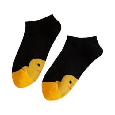 Imagem de Meias Femininas De Algodão Com Estampa De Pato Kawaii Estilo Harajuku 