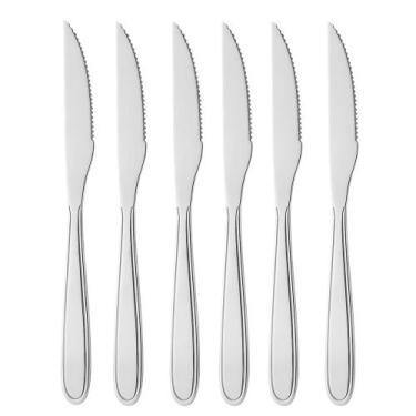 Imagem de Jogo 6 Facas Aço Inox Prata Em Casa Tem Linha Bronze - EmCasaTem