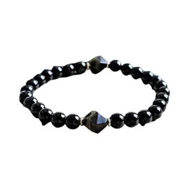 Imagem de Pulseira De Contas Ajustável De Pedra Natural De Turmalina Com Proteçã