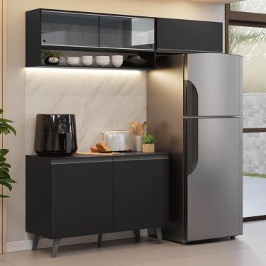 Imagem de Armário De Cozinha Compacta 200 Cm Preto Nice Madesa 10 Xa Preto
