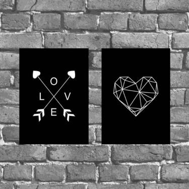 Imagem de Kit 2 Placas Decorativas Love Geométrico 18x27cm