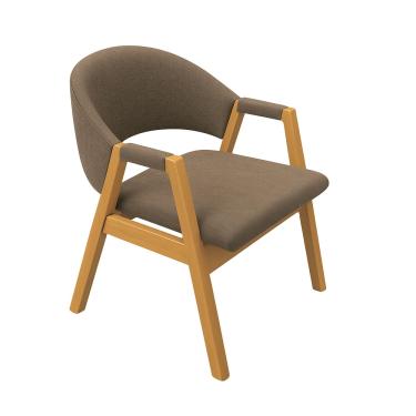 Imagem de Cadeira Milano Estofada em Veludo com Base de Madeira Cappuccino Liberty Móveis