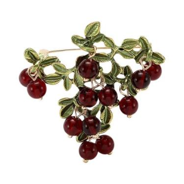 Imagem de Broche De Esmalte Com Ramo De Romã E Strass Unissex Feminino, Alfinete