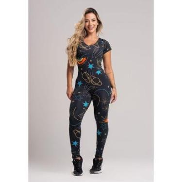 Imagem de Macacão Longo Feminino Manga Curta Costa Fechada Fitness Suplex Mvb Modas-Feminino