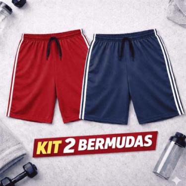Imagem de Kit com 2 Bermudas Plus Size Masculino Dry Fit Secagem Rápida Ccalção 