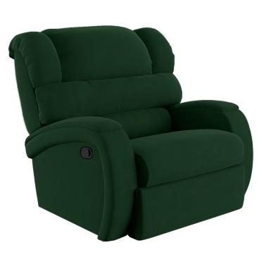 Imagem de Poltrona Do Papai Reclinável Napoli Manual Gatilho Veludo Fibra Siliconada Verde D'Rossi