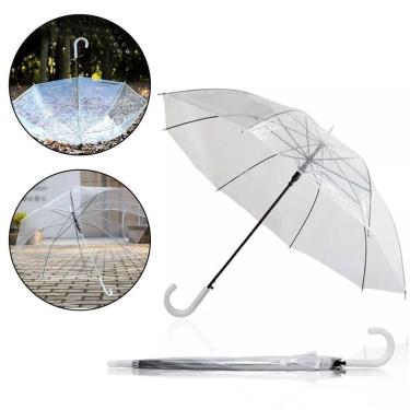 Imagem de Guarda Chuva Transparente Automático Cabo Curvo Adulto