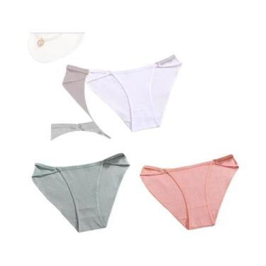 Imagem de Calcinhas De Algodão Listradas Para Mulheres 3PCS Lingerie Sexy Respir