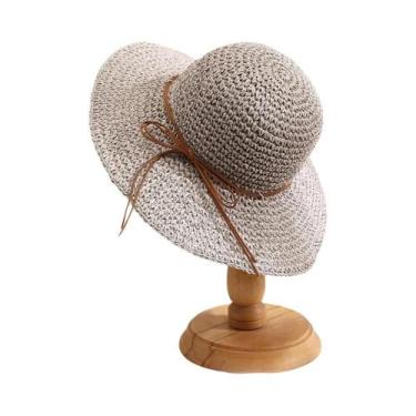 Imagem de Chapéu De Sol Feminino De Palha Com Aba Larga E Laço - Proteção Solar 