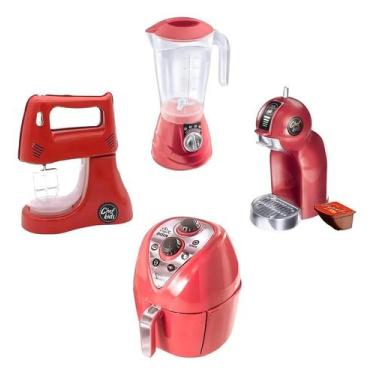 Imagem de Cozinha Infantil Zuca Toys Airfryer Batedeira Cafeteira Verm