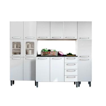 Imagem de Kit de Cozinha Completa 4 Peças Evidence C4P53 14 Portas 4 Gavetas Aço 120cm Branco