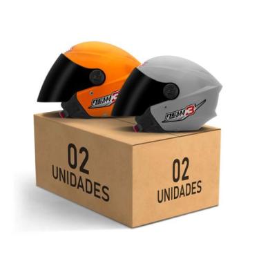 Imagem de Kit 2 Capacetes New Liberty 3 Aberto Viseira Fumê Pro Tork Masculino F
