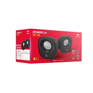 Imagem de Speaker 2.0 SP-30BK com Áudio Estéreo 2.0 e Ajuste de Volume no Cabo Preto C3tech
