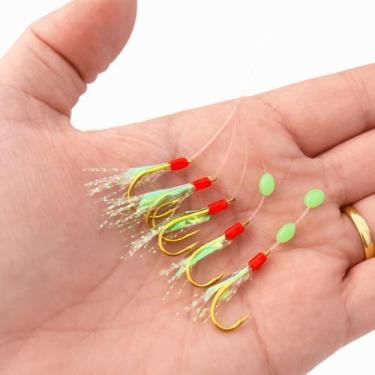 Imagem de Isca Artificial Anzol Fluorescente Kit 6 Pesca Água Salgada - TATUDEBO