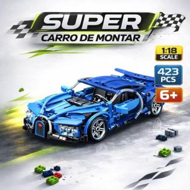 Imagem de Carro Esportivo Azul Blocos De Montar 423 Peças Design Realista Alta Q
