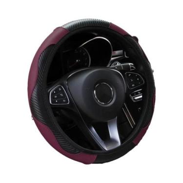 Imagem de Capa De Volante De Carro Em Couro De Fibra De Carbono PU De 14.5-15 Po
