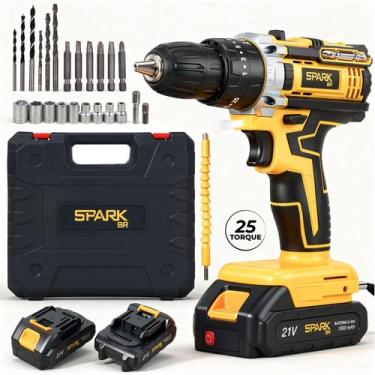Imagem de Furadeira Parafusadeira Impacto SparkBr AMGPR01 21V 26 Acessorios 2 Ba