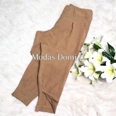 Imagem de Modas Domi Calça Linho Estilo Cenoura Nova Coleção 816, Bege, GG
