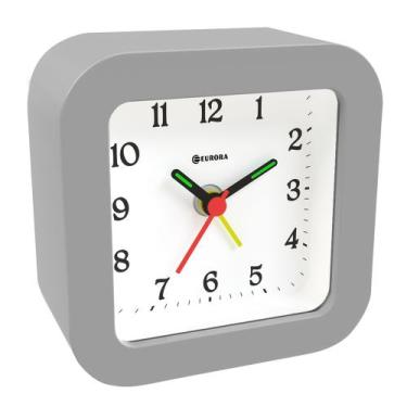 Imagem de Relógio Despertador Eurora Quadrado Quartz 2697 (8,8 Cm), CINZA