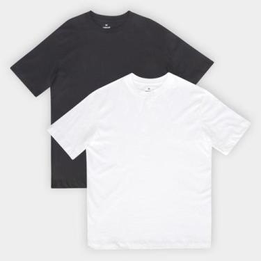 Imagem de Kit Camiseta Hering 2 Peças Masculino, Preto, Branco, M