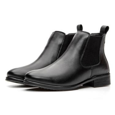 Imagem de Bota Chelsea Feminina Em Couro Elastico Lateral Puxador Traseiro Palmilha Forrada Solad...