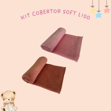 Imagem de KIT 2 COBERTORES SOFT LISO FEMININO  ROSA BEBÊ E ROSA SECO  Toque de S
