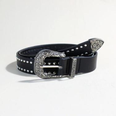 Imagem de Cinto Country Feminino com tachas 2,8cm moda rodeio festival Cor:Preto
