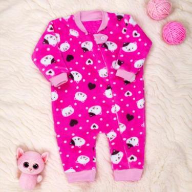 Imagem de Macacão Bebê Menina Peluciado Gatinha Simpatia Pink - Era Uma Vez, 0-3