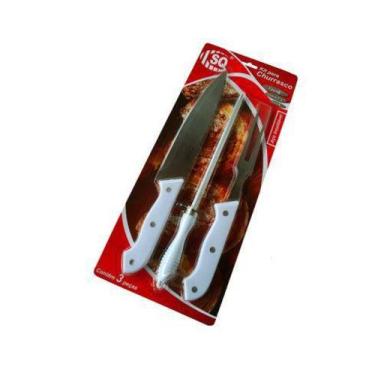 Imagem de Kit para Churrasco com Faca Chaira Garfo - Sq