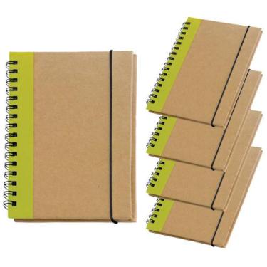 Imagem de Kit 5x Caderneta de Anotações Ecológica 10x14cm 60 Folhas Sem Pauta Ve