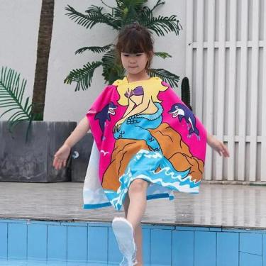 Imagem de Toalha Roupão de Banho Infantil Bebê Piscina Praia Roupão Cores e Pers