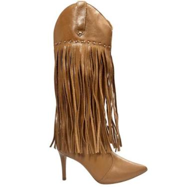 Imagem de Bota Berti Maria Feminina Cano longo Franja Fendi Couro, Fendi, 35